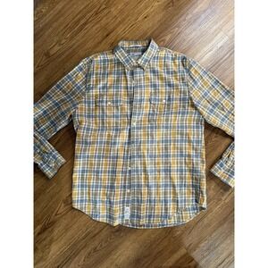 Lucky Brand Button Up Shirt Size L "Saturday Stretch" Plaid Slim Fit Long Sleeve